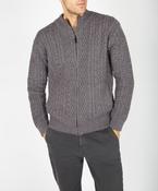 Aran Textured Zipped Cardigan Steel Marl image