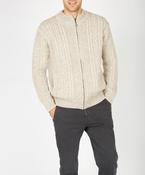 Aran Textured Zipped Cardigan Stone Marl image
