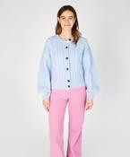 Clover Cropped Aran Cardigan in Ice Blue