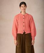 The Clover Merino Cropped Aran Cardigan Salmon