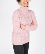 Juniper Aran Polo Neck Pale Pink