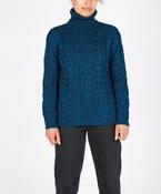 Juniper Aran Polo Neck Petrol Marl image