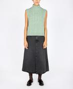 The Fia Merino Polo Vest Sage Marl