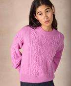The 'Eva' Cable Crew Neck Heather