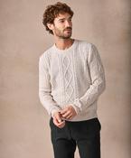The Carraroe Cashmere Cable Crew Neck Jumper Chalkstone