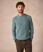 The Carraroe Cashmere Cable Crew Neck Jumper Ocean Mist