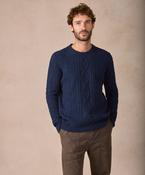 The Carraroe Cashmere Cable Crew Neck Jumper Rich Navy