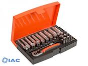 BAHCO SL25L – 1/4″ SQUARE DRIVE SOCKET AND DEEP SOCKET SET WITH METRIC HEX PROFILE AND SCREWDRIVER BITS – 37 PCS/CASE