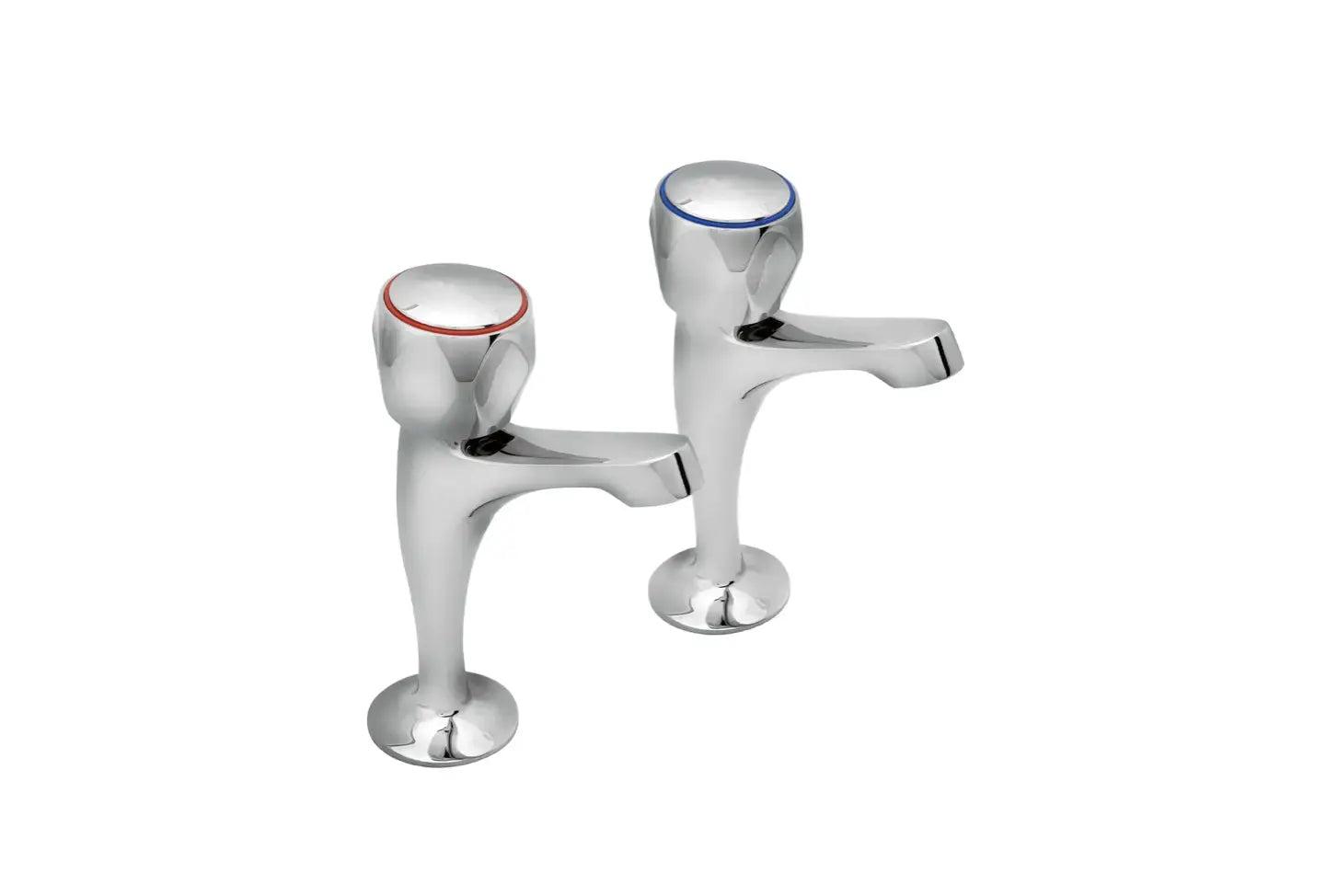 Profile Chrome High Neck Pair Sink Pillar Taps | WRAS Approved Brass in ...