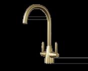 Astrid Dual Lever Kitchen Tap | Brushed Brass Mixer image