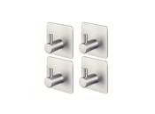 Adhesive Stainless Steel Wall Hooks 4pcs | Heavy-Duty, Silver, No-Drill image