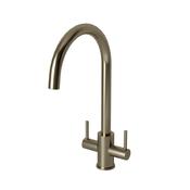 Adria Brushed Steel Kitchen Tap | Dual Lever Mixer image