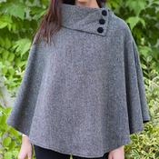 Wool Poncho - Grey Herringbone