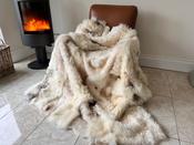 Large Cream Speckled Shearling Throw