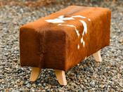 ‘Glanleam Beach’ Tan and White Cowhide Bench
