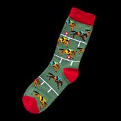 Green and red horse racing theme socks