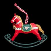 Vintage style tin rocking horse hanging ornament