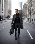Black peacoat hotsell mens outfit image