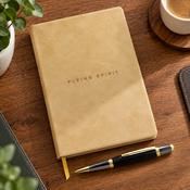 Genuine leather bound journal beige A5
