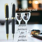 Woodland - Ballpoint - Couples Gift Set – Irish Bog Oak ( Rhodium &amp; Gold Titanium)