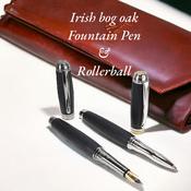 Woodland Fountain and Rollerball pen set - in Irish Bog Oak