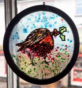 Stained glass Christmas robin - Irish Stained Glass