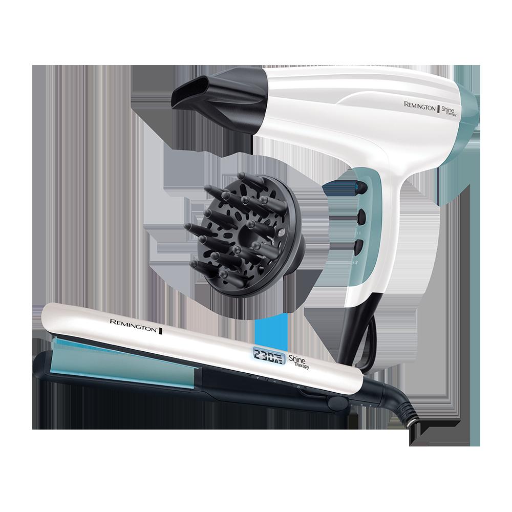 Remington hair straightener and dryer shine therapy gift set discount