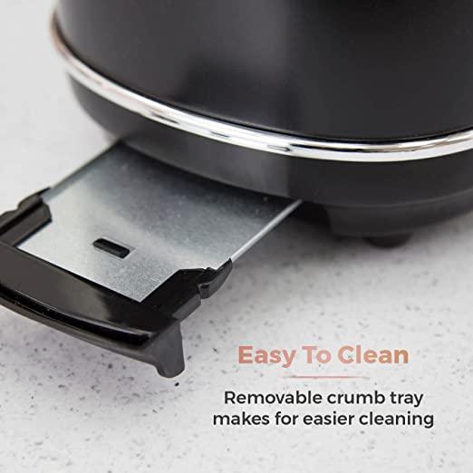 Tower Bottega 2 Slice SS Toaster Black with Rose Gold Accents EDL