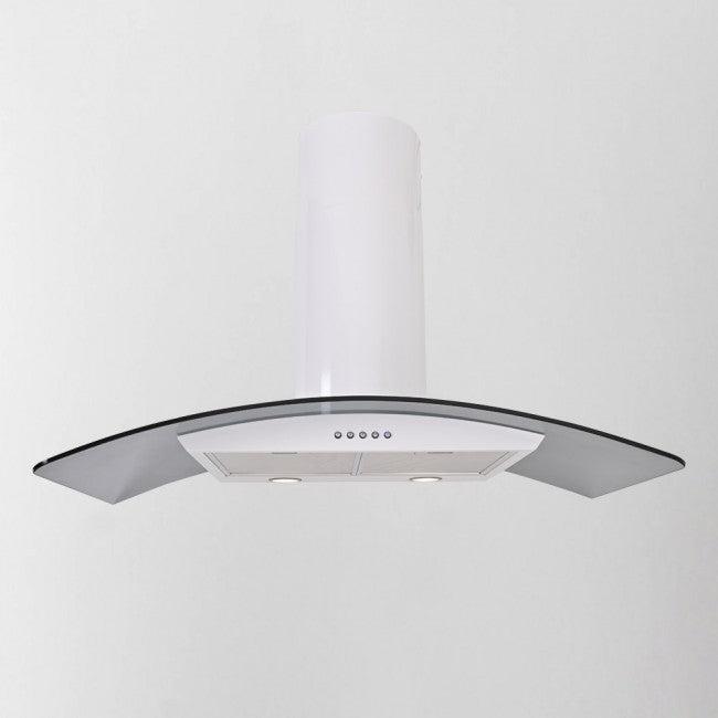 Luxair 100cm Curved Glass Cooker Hood White with Smoked Black
