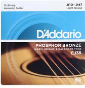 D'Addario EJ38 Phosphor Bronze 12-string Acoustic Guitar Strings - .010-.047 Light | EJ38 image