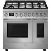 Smeg 90x60 cm Portofino Dual fuel Cooker with Gas Hob - Stainless Steel | SMG CPF92GMX
