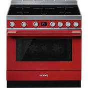 Smeg 90x60 cm Portofino Full Electric Cooker with Induction Hob - Red | SMG CPF9IPR