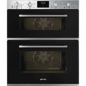Smeg Cucina Built-In Under Counter Double Oven, Thermo-ventilated - Black | SMG DUSF400B