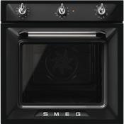 Smeg Victoria 60cm Built-In Single Oven, Thermo-ventilated with Vapor Clean - Black | SMG SF6905N1