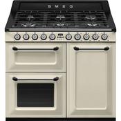 Smeg 100x60 cm Victoria Dual fuel Cooker with Gas Hob - Cream | SMG TR103P