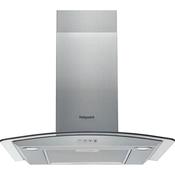 HOTPOINT 60CM Curved Glass Cooker Hood - S/STEEL - Grey | PHGC64FLMX