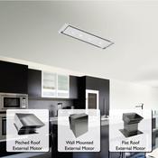 LUXAIR 120cm x 30cm Premium Ceiling Cooker Hood with Pitched Roof External Motor in Gloss White || LA-120-ANZI-EXT-WHT