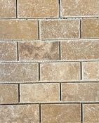 Noce Travertine Brick Effect Tumbled Mosaic 30 x 30cm