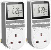 Twin Pack Digital Timer Plug Socket, Electrical Plug 10 ON-Off Programs