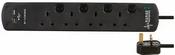 4 Way Power Gang - Surge Protection 2m Cable with 2 x USB Ports image