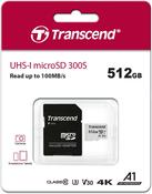 Transcend - 512GB - SDXC/SDHC 300S 512GB microSD card with SD adapter (TS512GUSD300S-A) image