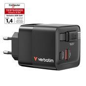 Verbatim (32217) GaN Wall Charger 65W 2 Port with Retractable Cable image