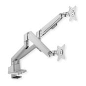 ROLINE dual-arm LCD monitor, table mount, gas spring, 5 joints, 17-32 inch, up to 2 x 9 kg, silver image