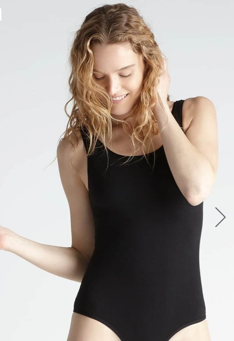 Yummie Ruby Cotton Shaping Thong Back Bodysuit Black in Galway