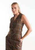 Jansen Check Waistcoat – Brown Tailored Vest - UK 10 / M / 38