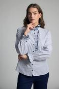 Bariloche Atina Ruffle Stripe Shirt - Navy - UK 12/ EU 42