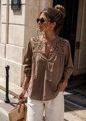 Serena Embroidery Blouse Brown - S/M-10-12