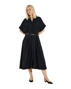More &amp; More Linen Pleated Dress in Black - Uk 14/40 image