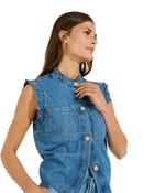More &amp; More 0962 Denim Sleeveless Blouse - Uk 10/36