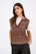 Pieszak Nanna Split Collar Vest Knit - Black Coffee Melange - Uk 8/34 image